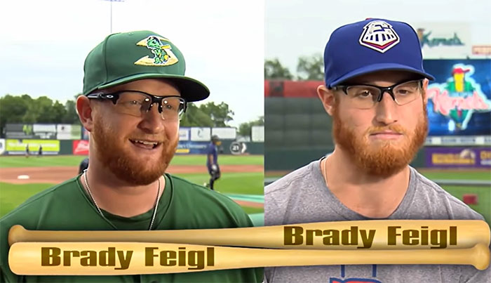 Người xem bóng chày Mỹ đôi khi hơi "loạn" vì hai Brady Feigl.