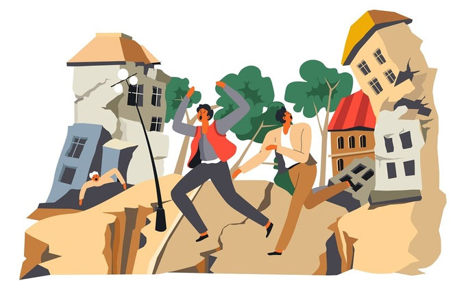 Nếu đang ở ngoài đường, bạn nên tìm một nơi kiên cố để tránh bị va vào đầu.